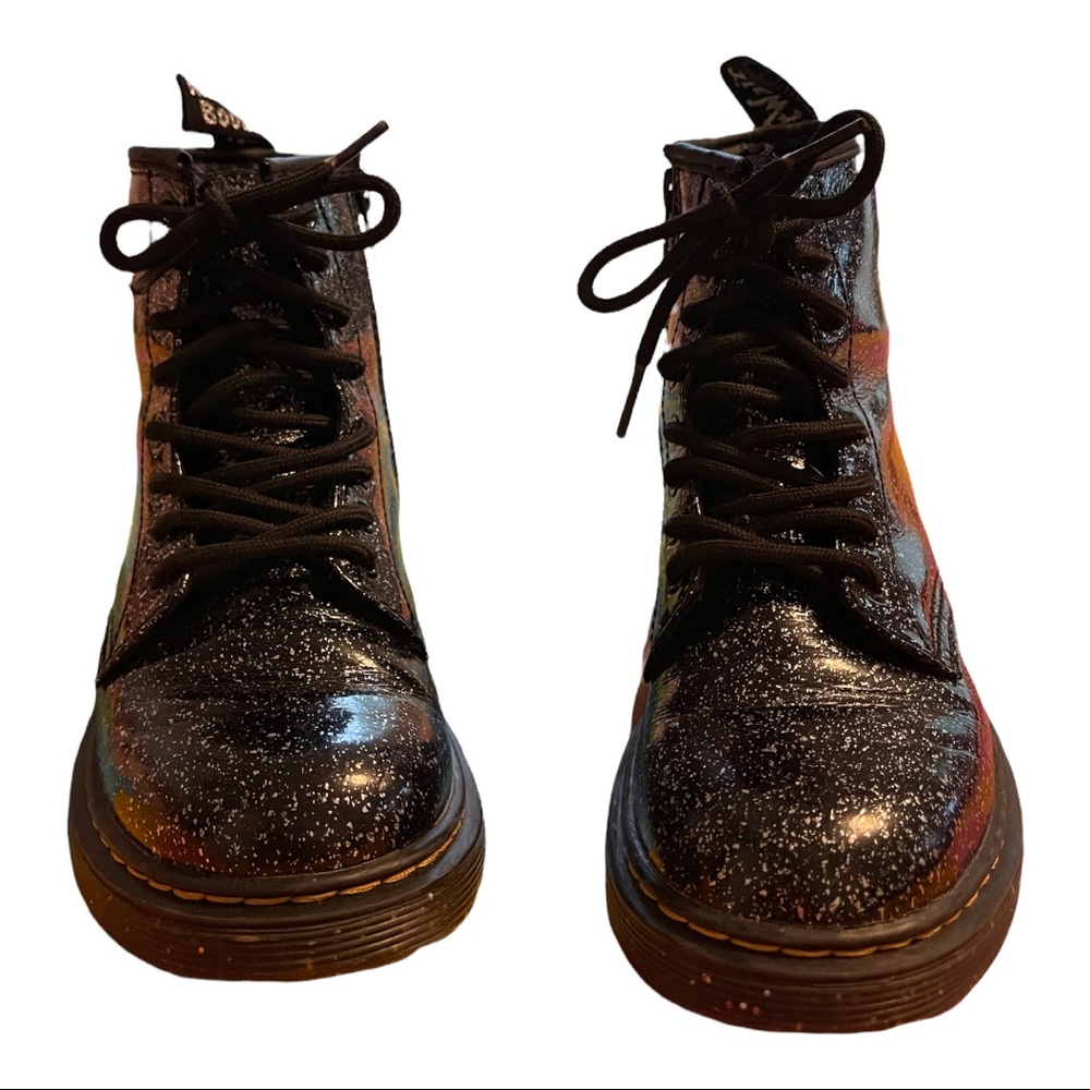 Dr. Martens sparkle black paten leather girls boots